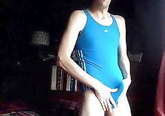 best of Blue spandex gets train twink