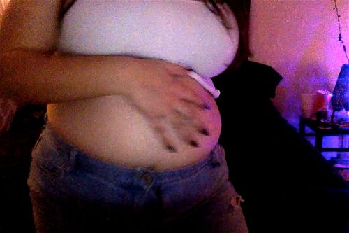 Belly bloat masturbation